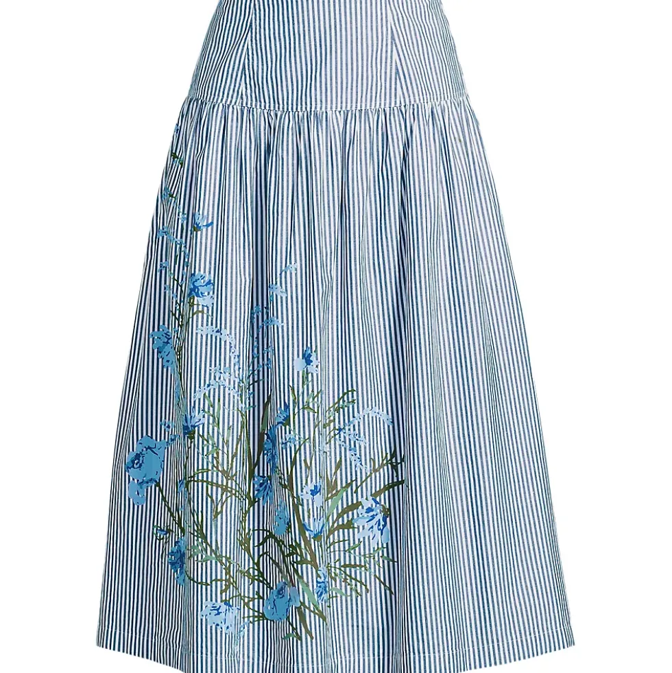 Women's Poplin Drop Waist Midi Skirt - Set Bottom