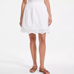 Women's Poplin Eyelet Mini Skirt