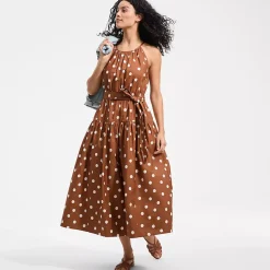 Women's Poplin Halter Midi Dress