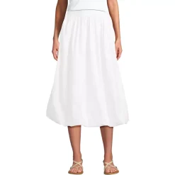 Women's Poplin High Rise Bubble Hem Midi Skirt