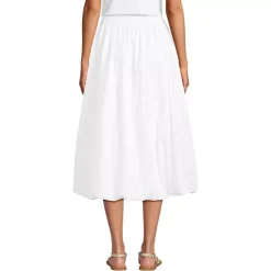 Women's Poplin High Rise Bubble Hem Midi Skirt