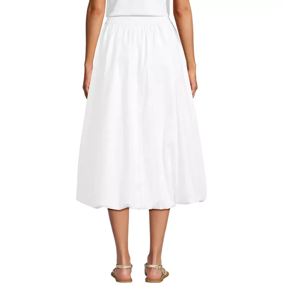 Women's Poplin High Rise Bubble Hem Midi Skirt