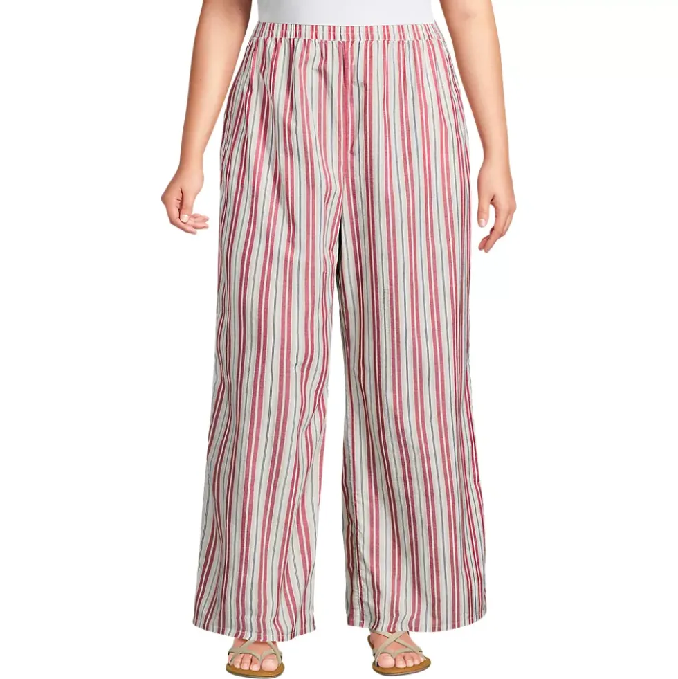 Women's Poplin High Rise Extra Wide Leg Pants