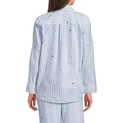 Women's Poplin Long Sleeve Button Front Sleep Top