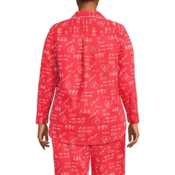 Women's Poplin Long Sleeve Button Front Sleep Top