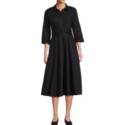 Women's Poplin Midi Wrap Front Dress