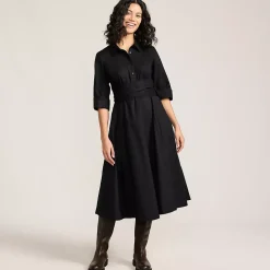 Women's Poplin Midi Wrap Front Dress
