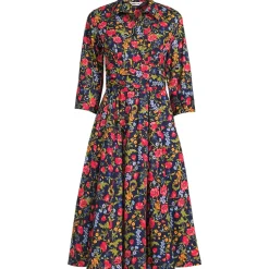 Women's Poplin Midi Wrap Front Dress