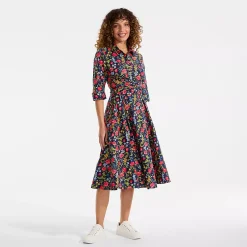Women's Poplin Midi Wrap Front Dress
