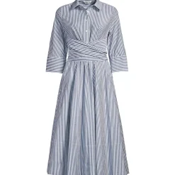 Women's Poplin Midi Wrap Front Dress