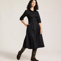 Women's Poplin Midi Wrap Front Dress
