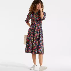 Women's Poplin Midi Wrap Front Dress