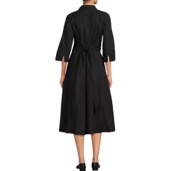 Women's Poplin Midi Wrap Front Dress
