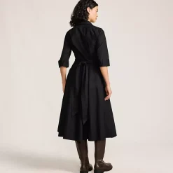 Women's Poplin Midi Wrap Front Dress