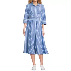 Women's Poplin Midi Wrap Front Dress