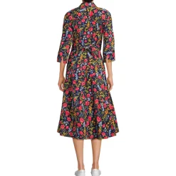 Women's Poplin Midi Wrap Front Dress