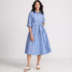 Women's Poplin Midi Wrap Front Dress