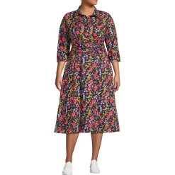 Women's Poplin Midi Wrap Front Dress