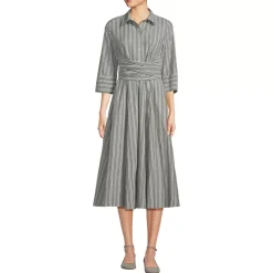 Women's Poplin Midi Wrap Front Dress