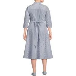 Women's Poplin Midi Wrap Front Dress