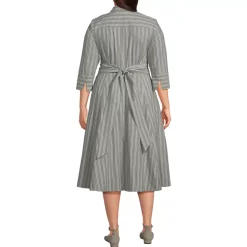 Women's Poplin Midi Wrap Front Dress