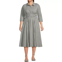 Women's Poplin Midi Wrap Front Dress