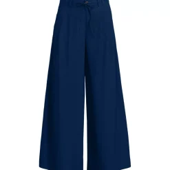 Women's Poplin Mid Rise Pleated Slouchy Pants