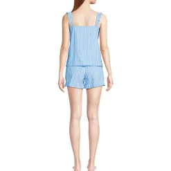 Women's Poplin 2 Piece Pajama Set - Tank Top and Shorts