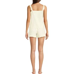 Women's Poplin 2 Piece Pajama Set - Tank Top and Shorts