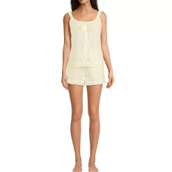 Women's Poplin 2 Piece Pajama Set - Tank Top and Shorts