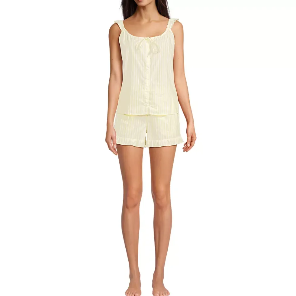Women's Poplin 2 Piece Pajama Set - Tank Top and Shorts