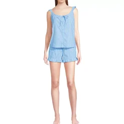 Women's Poplin 2 Piece Pajama Set - Tank Top and Shorts