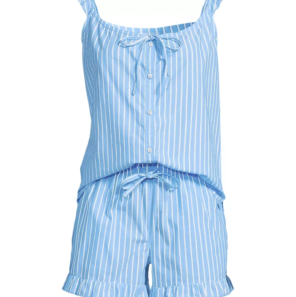 Women's Poplin 2 Piece Pajama Set - Tank Top and Shorts