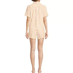 Women's Poplin 2 Piece Pajama Set - Short Sleeve Shirt and Shorts