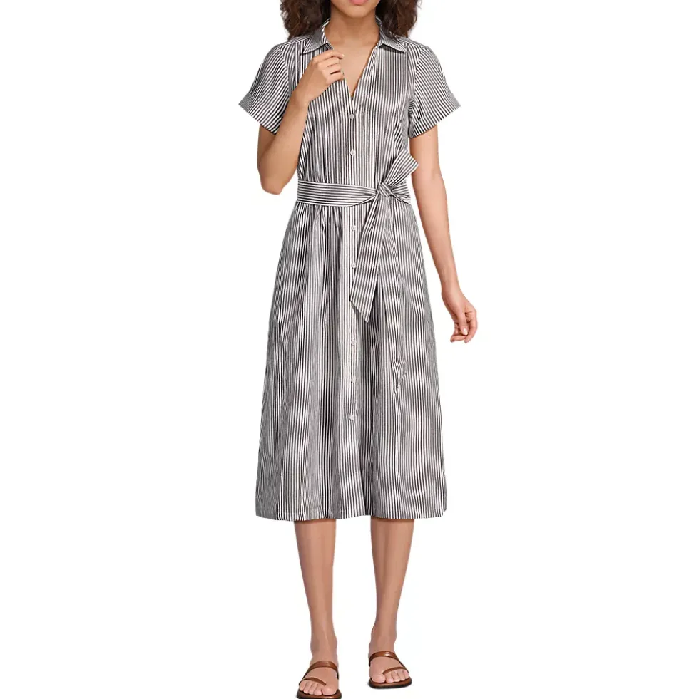 Women's Poplin Pintuck Detail Shirt Dress