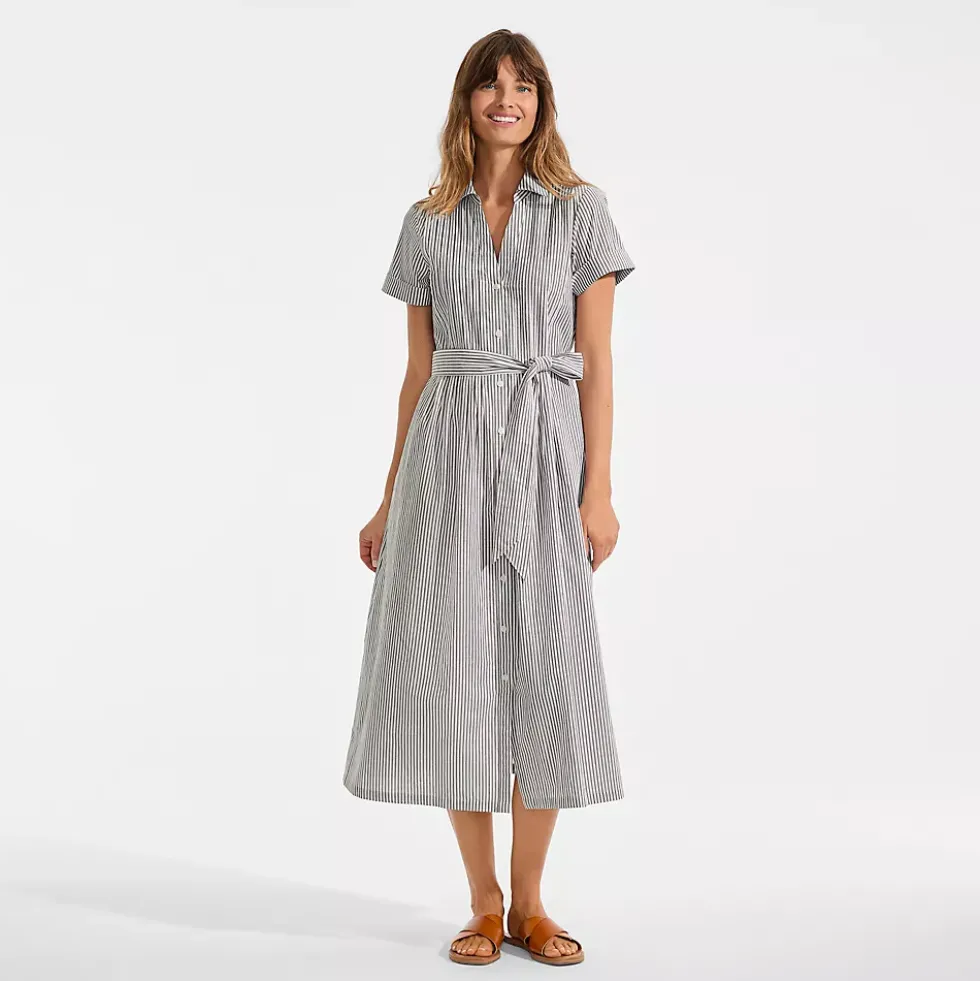 Women's Poplin Pintuck Detail Shirt Dress