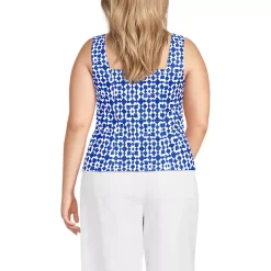 Women's Poplin Princess Seam Square Neck Sleeveless Top