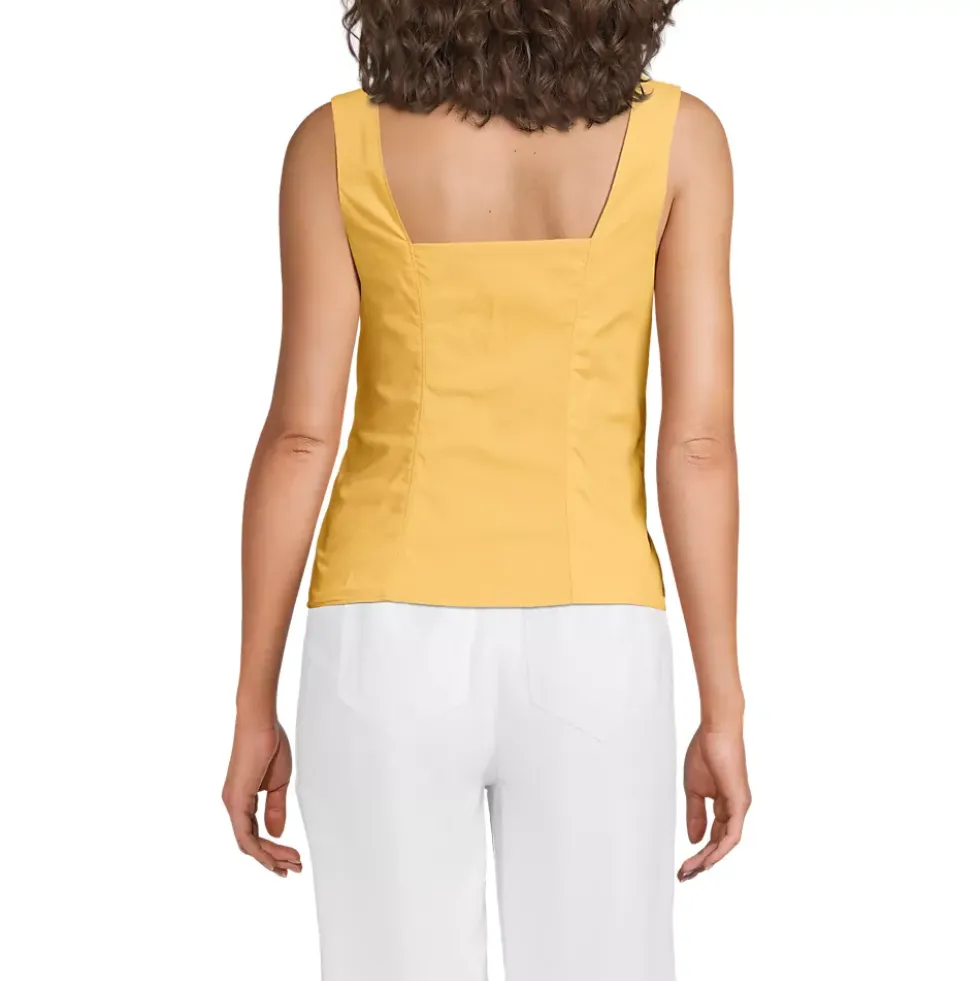 Women's Poplin Princess Seam Square Neck Sleeveless Top