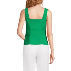 Women's Poplin Princess Seam Square Neck Sleeveless Top
