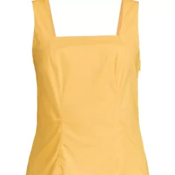 Women's Poplin Princess Seam Square Neck Sleeveless Top