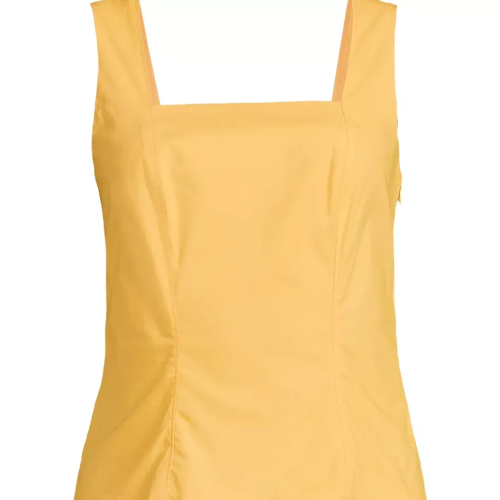 Women's Poplin Princess Seam Square Neck Sleeveless Top