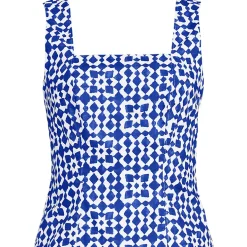 Women's Poplin Princess Seam Square Neck Sleeveless Top