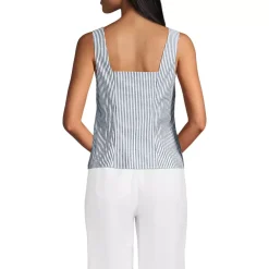 Women's Poplin Princess Seam Square Neck Sleeveless Top