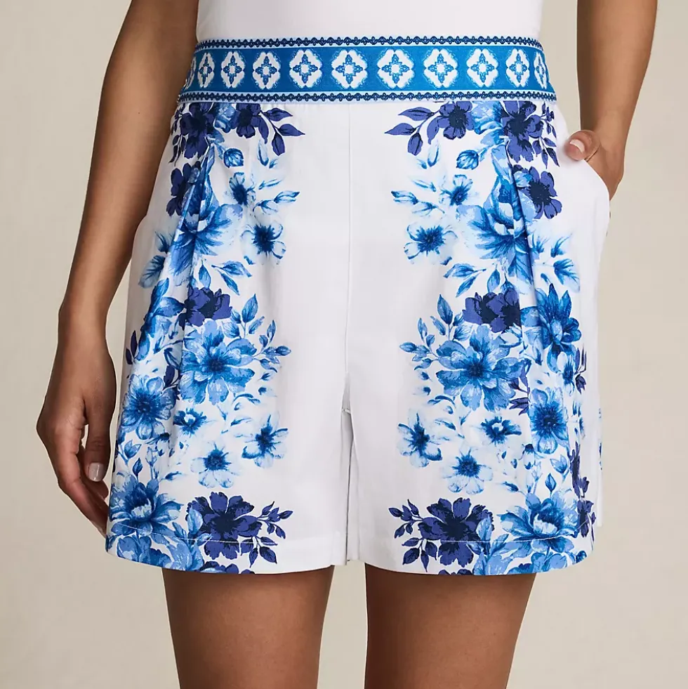 Women's Poplin Pull On Pleated 5" Shorts - Set Bottom