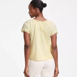 Women's Poplin Short Sleeve Pintuck Blouse