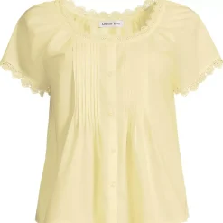 Women's Poplin Short Sleeve Pintuck Blouse