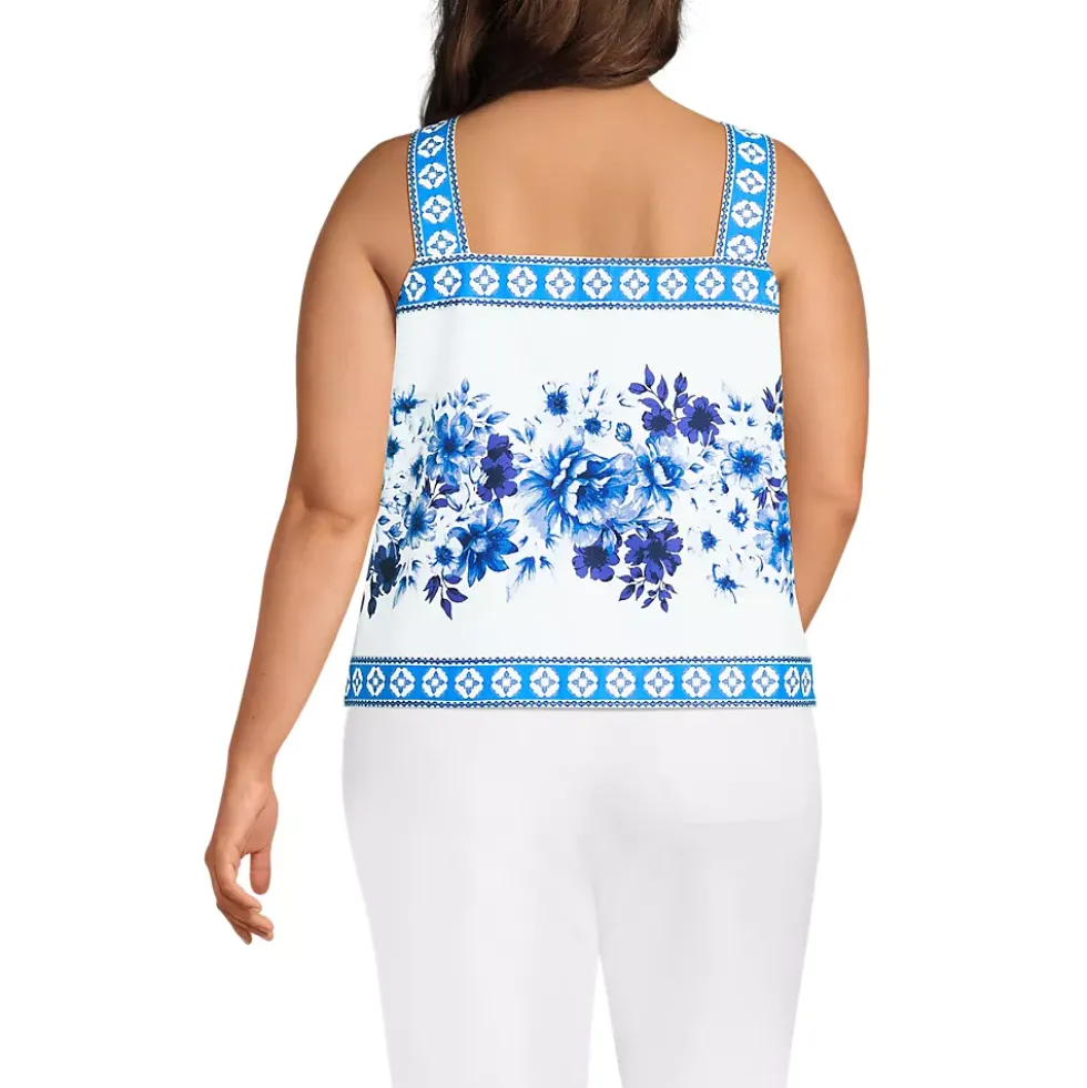 Women's Poplin Square Neck Tank Top