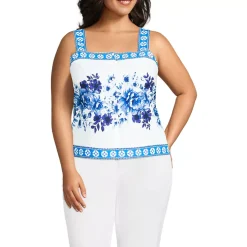 Women's Poplin Square Neck Tank Top