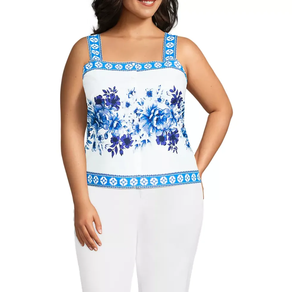 Women's Poplin Square Neck Tank Top