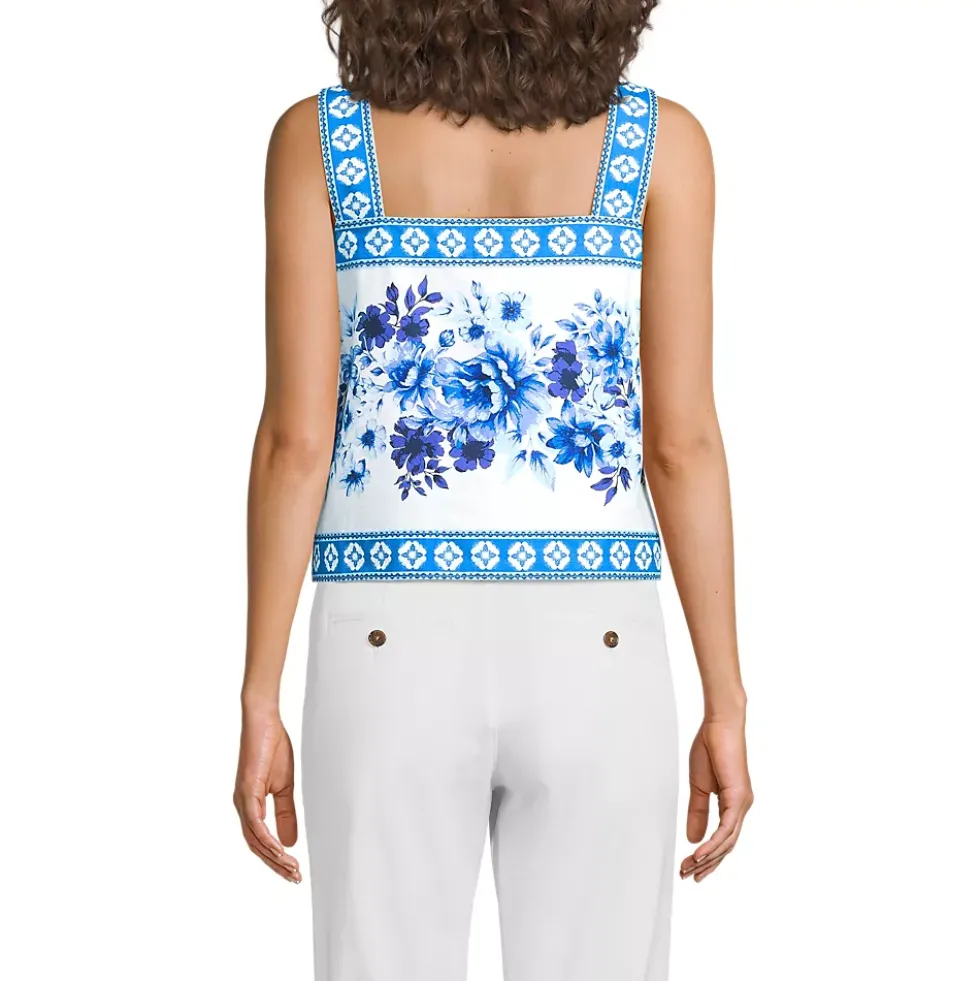 Women's Poplin Square Neck Tank Top